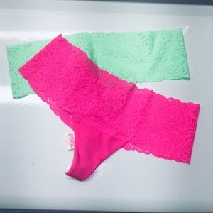 Victoria’s Secret Lace Thongs neon set